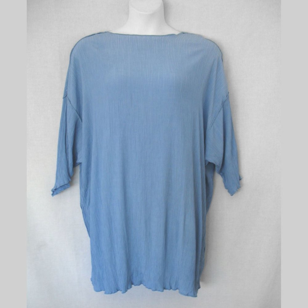 Vintage GARB San Francisco Blue Textured Oversized Long Tunic Top 1X app…
